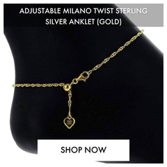 ADJUSTABLE MILANO TWIST STERLING SILVER ANKLET (GOLD)