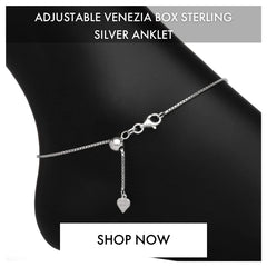 ADJUSTABLE VENEZIA BOX STERLING SILVER ANKLET